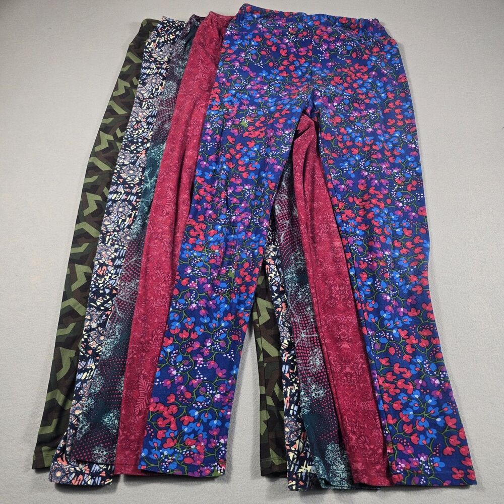5 Pack Lularoe One Size Leggings Mandala Designs Blue Red Green Super Soft